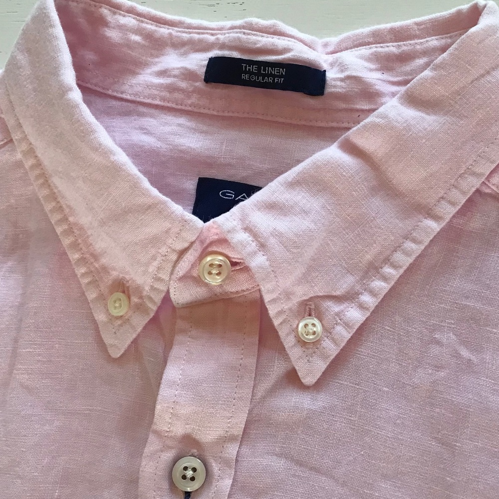 RESORTWEAR🔥 GANT PINK 100% LINEN BUTTON DOWN - Picture 10 of 16